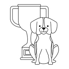 cute dog with trophy character vector illustration design