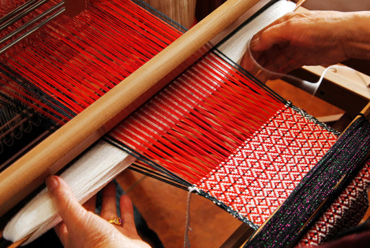 Traditional weaving hand loom for carpets in Taiwan  