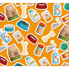 pets shop products pattern vector illustration design