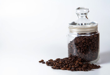 Coffee beans and jar
