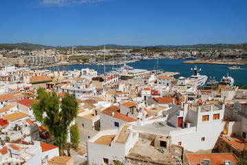 Ibiza, Spain: View from the old town to the port
