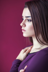 Close up profile portrait of young beautiful woman © GVS