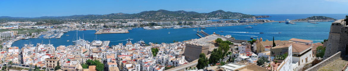 Ibiza, Spain: View from the old town to the port