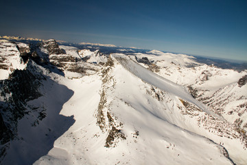 View of a mountain plain from a height.