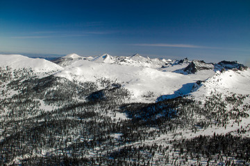 View of a mountain plain from a height.