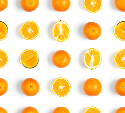 Orange Seamless Pattern. Fruit Background