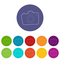 Photocamera icons color set vector for any web design on white background