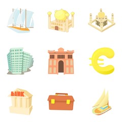 Monetary value icons set. Cartoon set of 9 monetary value vector icons for web isolated on white background