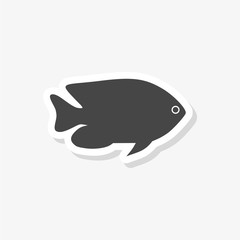 Fish or seafood sticker for food apps and websites, simple vector icon