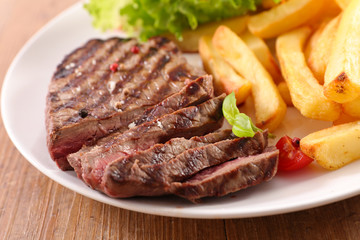 beef barbecue and french fries