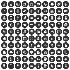 100 bounty icons set in simple style white on black circle color isolated on white background vector illustration