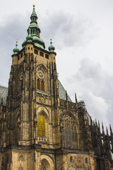 Fototapeta premium Tower of the Metropolitan Cathedral of Saints Vitus, Wenceslaus and Adalbert is a Roman Catholic metropolitan cathedral in Prague