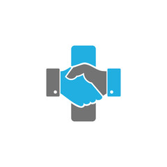 Handshake Medical Logo Icon Design