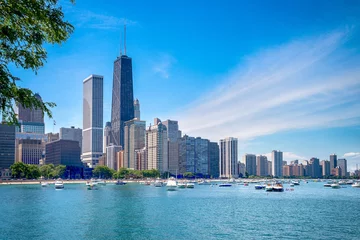 Fotobehang Chicago Skyline van het centrum van Chicago