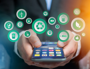 View of a Technology ecologic interface with icon displayed on a technology interface