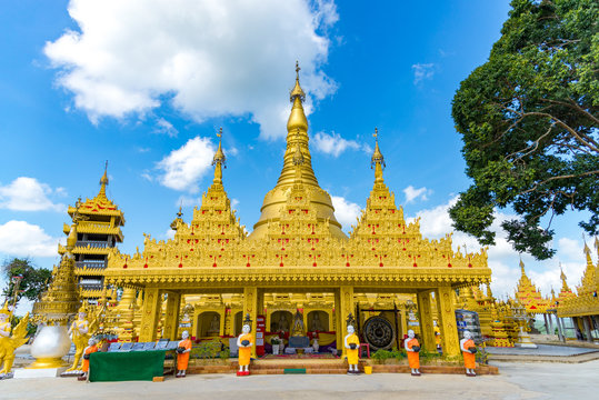 Wat Suwan Khiri, Simulation of Golden Shwedagon Pagoda , Ranong, Thailand April 01,2018
