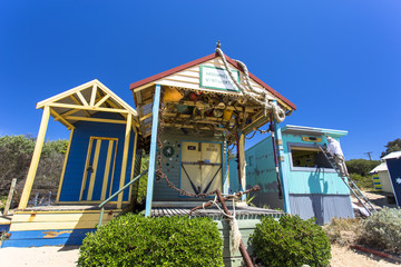 Mornington bathing box or beach house along Mornington beach Melbourne Australia Australasia.