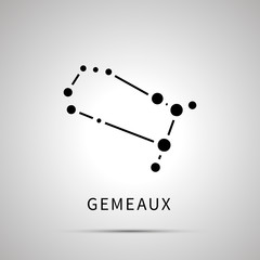 Gemeaux constellation simple black icon with shadow