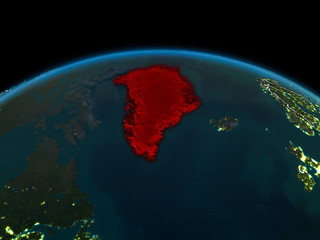 Greenland on Earth at night