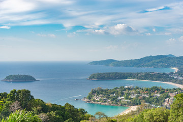 Landscape of Phuket View Point, Karon Beach, Kata Beach, Taken from Karon Viewpoint. Located in Phuket Province, Thailand.