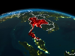 Thailand on Earth at night