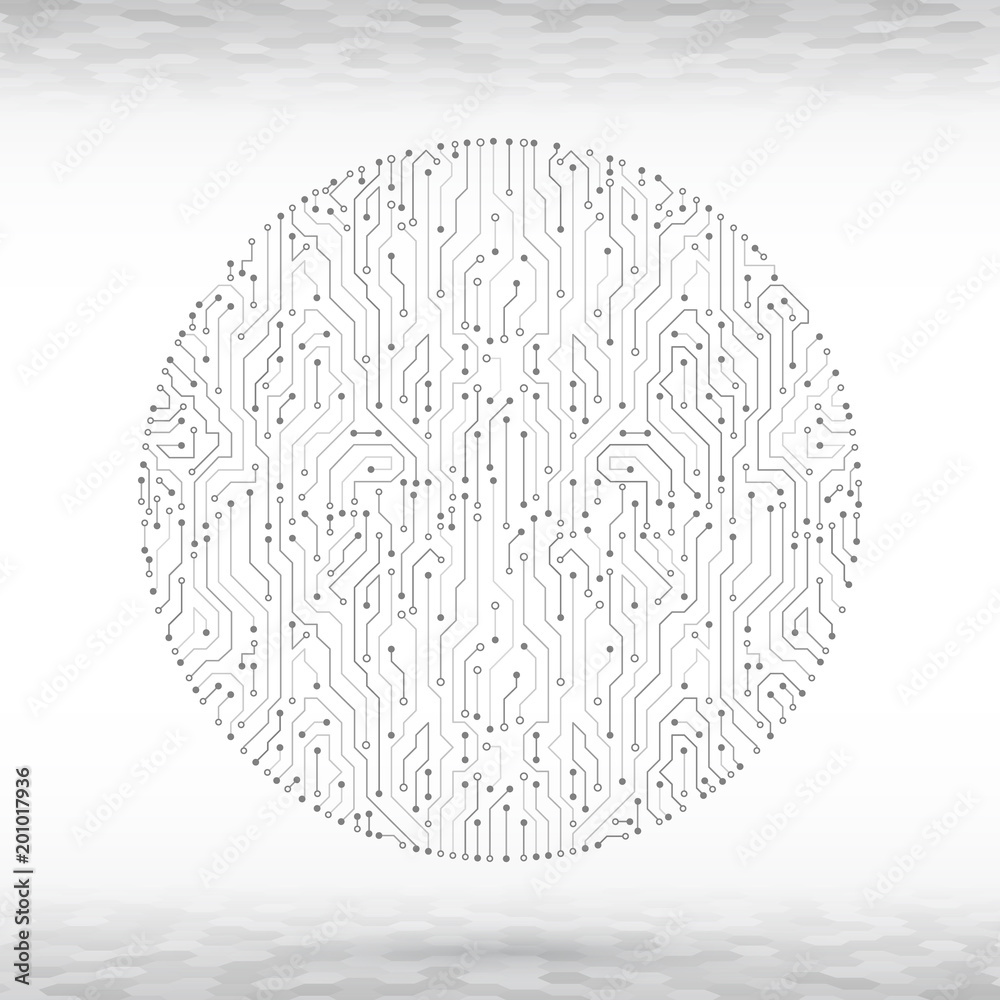 Aufkleber High-tech technology background texture. Vector illustration with round circuit board.