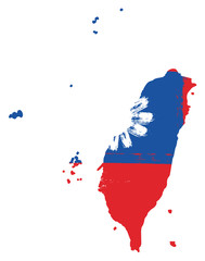 Fototapeta premium Taiwan Flag & Map Vector Hand Painted with Rounded Brush