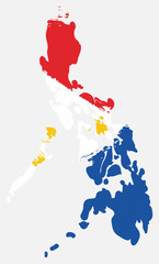Philippines Flag & Map Vector Hand Painted with Rounded Brush