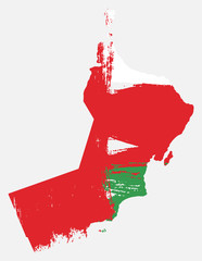 Oman Flag & Map Vector Hand Painted with Rounded Brush