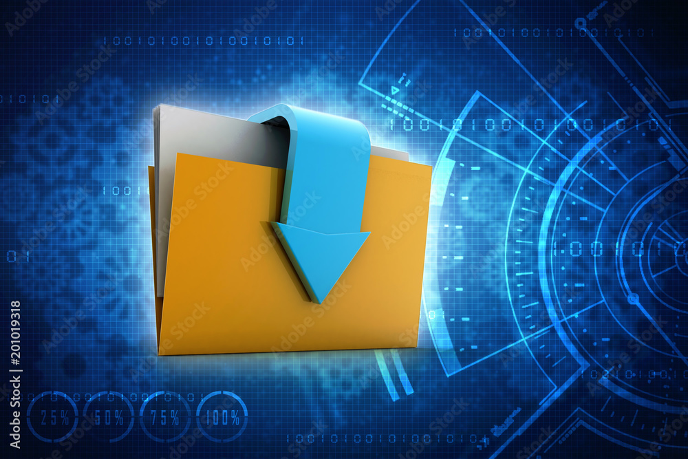 Poster 3d rendering folder with arrow