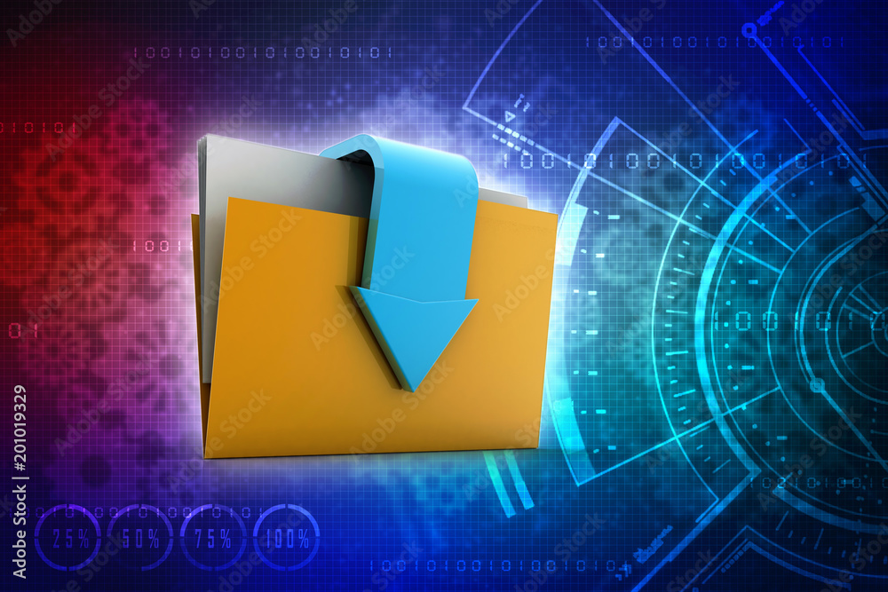 Poster 3d rendering folder with arrow
