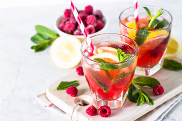Raspberry lemonade.  Iced summer drink.