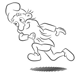 Laufender Gartenzwerg hat Spaß