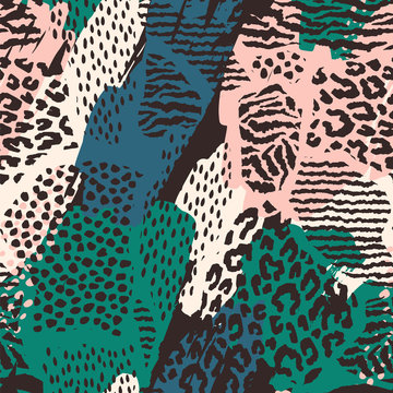 Abstract seamless pattern with animal print.