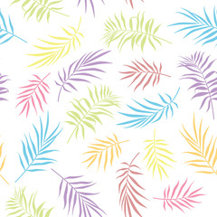 Fototapeta na wymiar Tropical Seamless floral pattern background with palm leaves. 