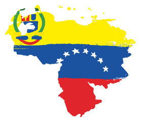 Venezuela Flag & Map Vector Hand Painted with Rounded Brush