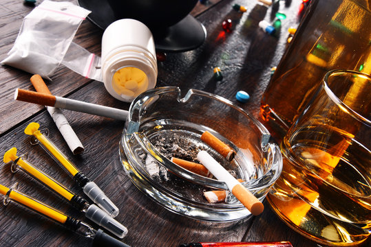Addictive substances, including alcohol, cigarettes and drugs