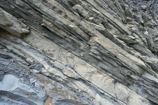 Beautiful structure of the rock, consists of a solid rock in the form of layers