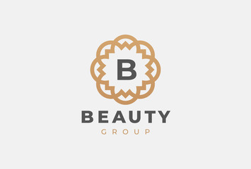 Premium universal monogram letter B initials logo. Abstract elegant flower logo icon vector design. Universal creative premium symbol. Luxury abc jewel logotype.