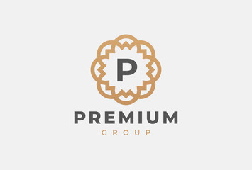 Premium universal monogram letter P initials logo. Abstract elegant flower logo icon vector design. Universal creative premium symbol. Luxury abc jewel logotype.