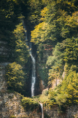 Kinchkha Waterfall, Kinchkhaferdi Road, Kinchkhaperdi. Okatse - Kinchkha Waterfall Natural Monument Near Kutaisi In Imereti Region In Georgia.