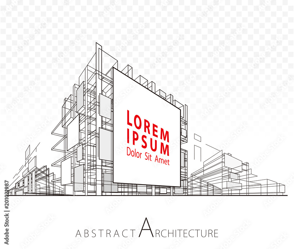 Aufkleber architecture construction perspective designing abstract background with building billboard.