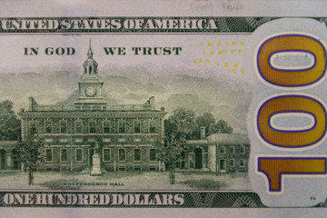 Macro shot of one hundred dollars bill