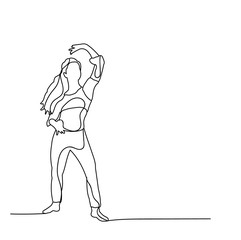 vector, isolated, icon sketch of girl dancing east dance