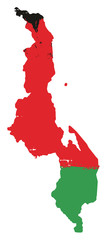 Malawi Flag & Map Vector Hand Painted with Rounded Brush