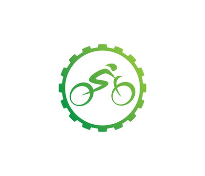 green abstract bicycle icon or vector logo design
