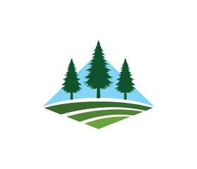 Fototapeta premium pine tree hotel resort woods golf course park vector logo design template