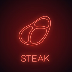 Steak neon light icon