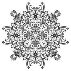 Vector ornamental mandala inspired ethnic art, patterned Indian paisley. Hand drawn illustration. Invitation element. Tattoo, astrology, alchemy,