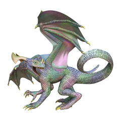 3D Rendering Fairy Tale Dragon on White